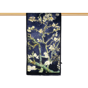 Lacivert Almond Blossom Çift Taraflı İpek Şal