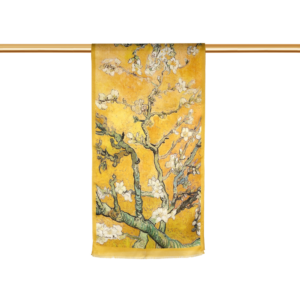 Mustard Almond Blossom Çift Taraflı İpek Şal